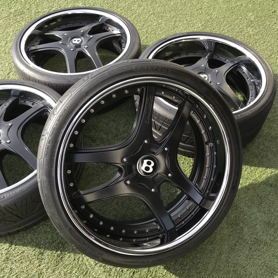 SLIGHTLY USED SET OF 4 22INCH’’ LOWENHEART RIMS TIRES BENTLEY CONTINENTAL RARE SET 4 WHEELS SPEED MULLINER - Image 10